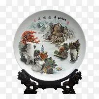 高瞻远瞩石画工艺摆件免抠图片