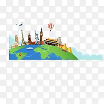 扁平化环球旅行素材