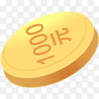 手绘黄色100金币图标
