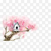 手绘樱花树