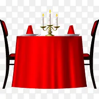 矢量手绘红色餐桌