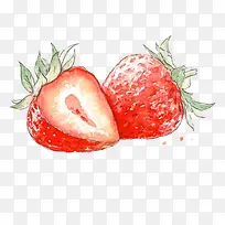 水彩水果插图新鲜草莓插图