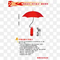 红伞消防栓有防无患透明素材