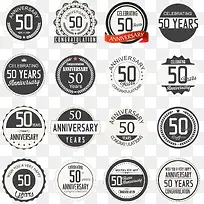16款50周年纪念标签矢量图