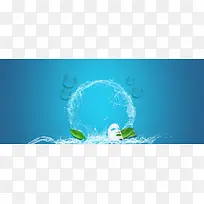 化妆品护肤品水圈光晕树叶背景banner