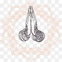 宗教花纹印度合十礼