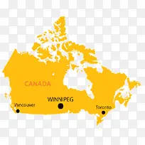 黄色加拿大地图英文版