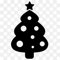黑色简笔圣诞树剪影图标