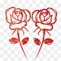 卡通红色玫瑰花设计色彩