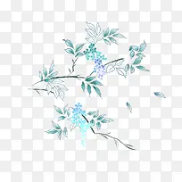 蓝色植物花朵图案