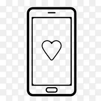 手机屏幕上的心形标志图标