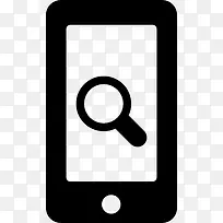 放大镜的手机屏幕上的搜索界面符号图标