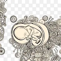 装饰科技抽象幻想机械胎儿