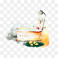 浴缸洗澡的美女图片素材