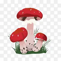 红色卡通蘑菇组合