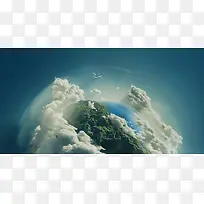 蓝色地球云朵桌面背景图片