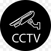 CCTV监控摄像机在一个圆圈图标
