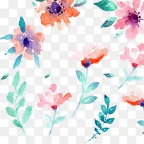 水彩绘春季花朵海报背景
