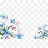 蓝色清新文艺花朵装饰