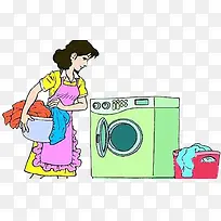 妈妈用洗衣机洗衣服