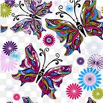 蝴蝶花朵色彩背景元素