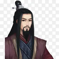 红衣黑发胡须男子古风立绘