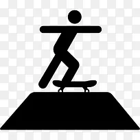滑板运动滑板溜冰的剪影图标