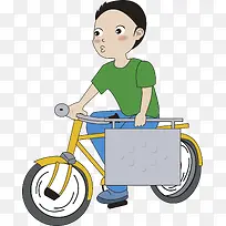 骑自行车的男孩免抠图