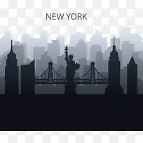 美国纽约城市剪影