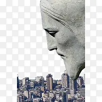 巴西里约热内卢巨型耶稣像与城市