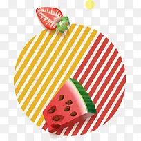彩色竖条草莓西瓜图案