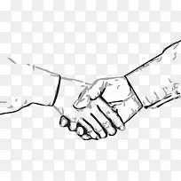 手绘插图两人握手