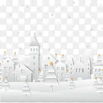 卡通立体城市雪景PNG