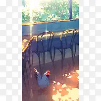 时光长椅落日绿树