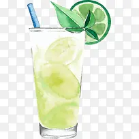 绿色水彩夏日饮品