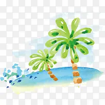 水彩椰树设计