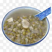 青花瓷餐具银耳百合绿豆汤