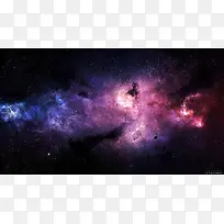 宇宙中的紫色蓝色星座海报背景
