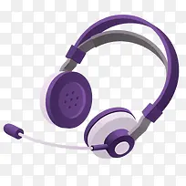 矢量紫色时尚逼真耳机