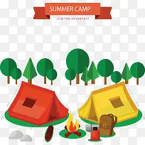 夏天露营两张帐篷