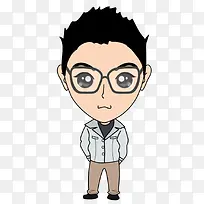 戴眼镜的漫画男孩