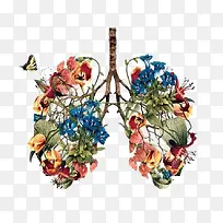 卡通鲜花肺部