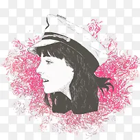 戴军帽的美女