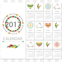 2017色彩图形日历矢量图