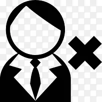 男性用户的西装领带和取消符号图标