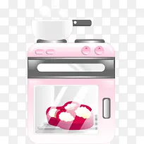 手绘粉色烤箱银锅图案