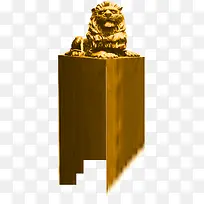 金色木雕狮子