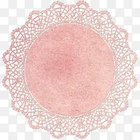 漂亮粉色圆形花边花纹蕾丝