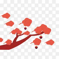 中国风红色卡通手绘树枝