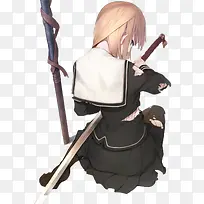 持剑的女高中生动漫